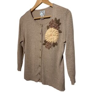 Tabitha Cardigan Floral Embellishment Button Cardigan Women's Size Medium EUC